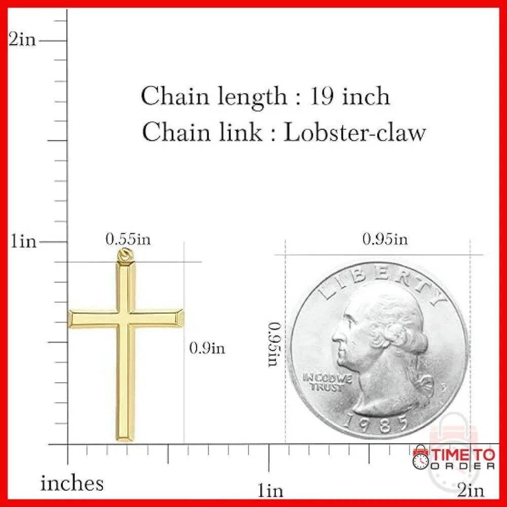 Gold Plated Cross Pendant Necklace 19 Inch Lobster Clasp
